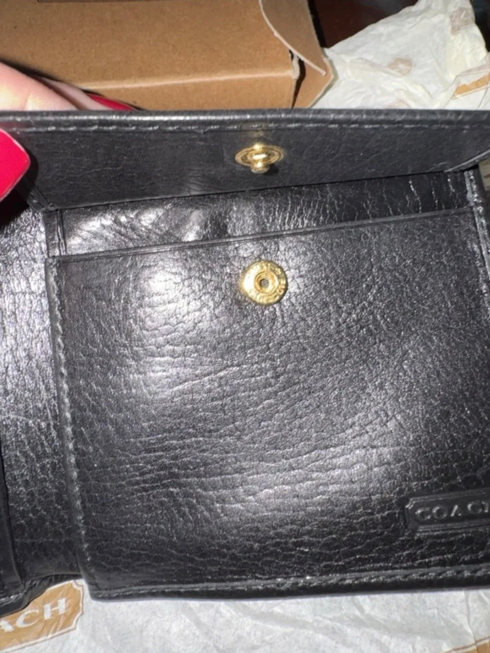 NIB Vintage Coach 5615 Black Calfskin Coin Case Wallet Deadstock Fall 1997 USA